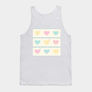 Cross stitch pastel hearts Tank Top